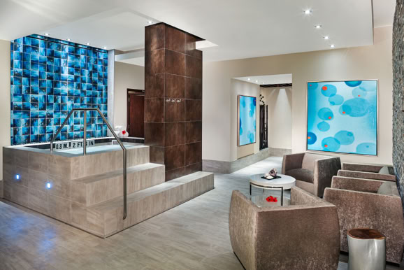 Spa environment showcasing materials, lighting, and design focused on relaxation and guest experience.